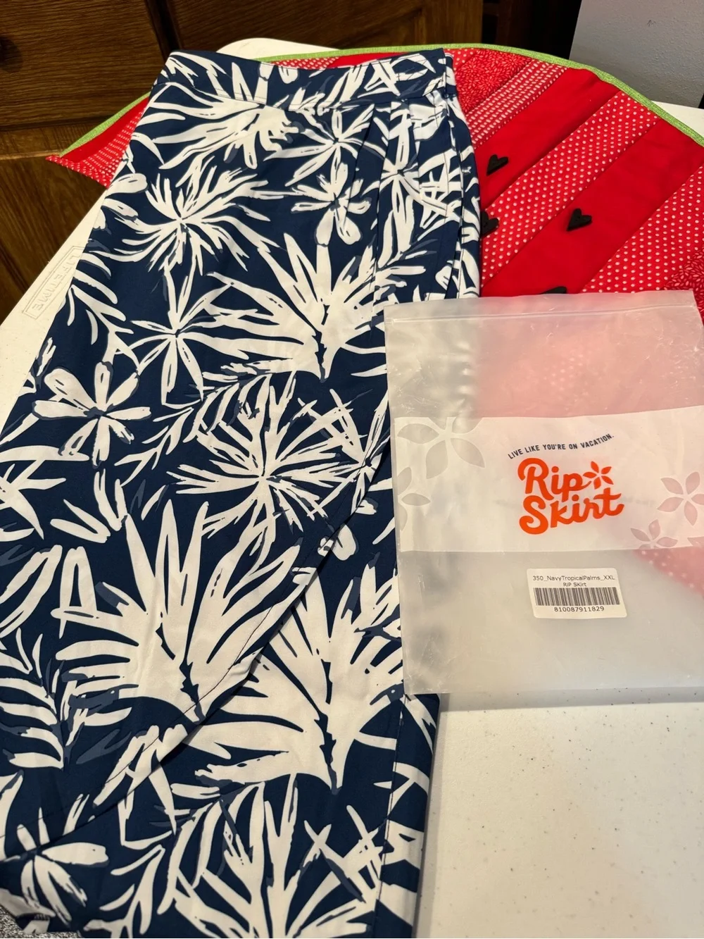 Rip Skirt Navy Tropical Palm Print Skirt xxl - Picture 3 of 3